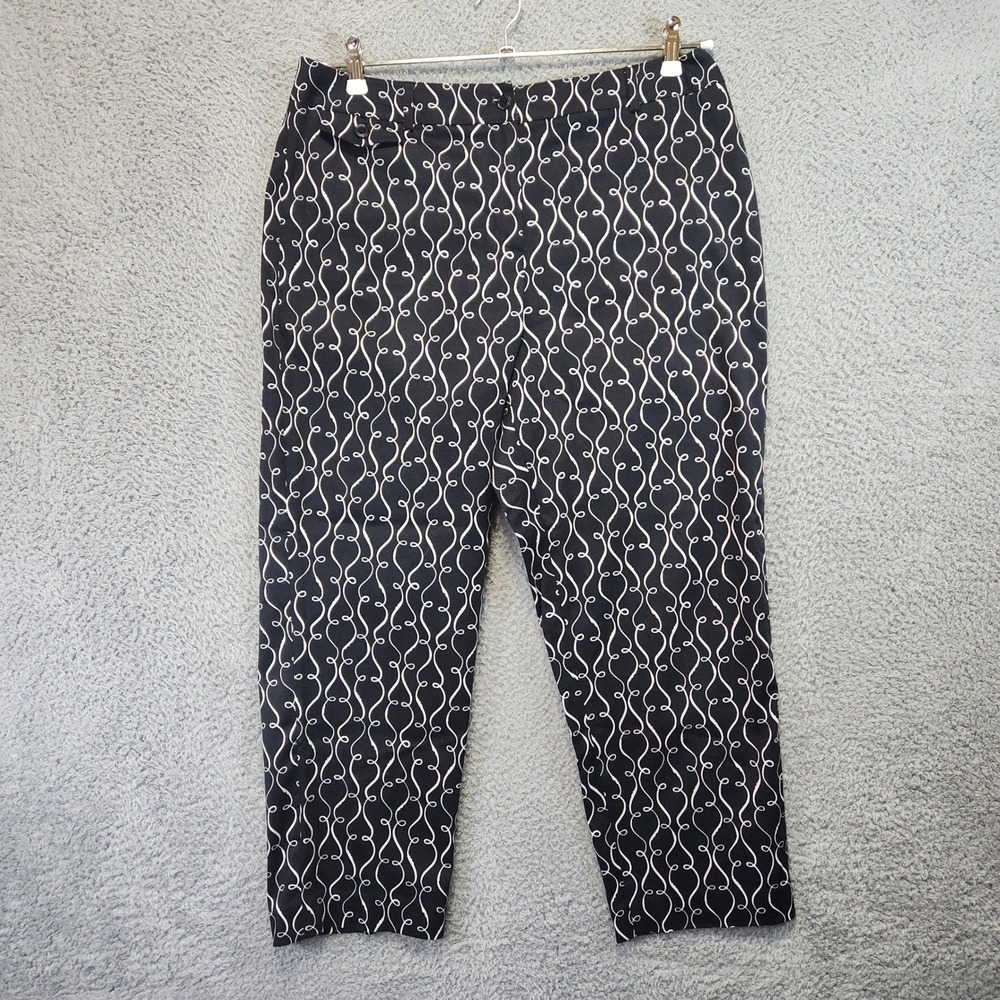 Talbots Petites Pnats Womens 14 Black White Swirl Pattern (Fits 33x25) Boho